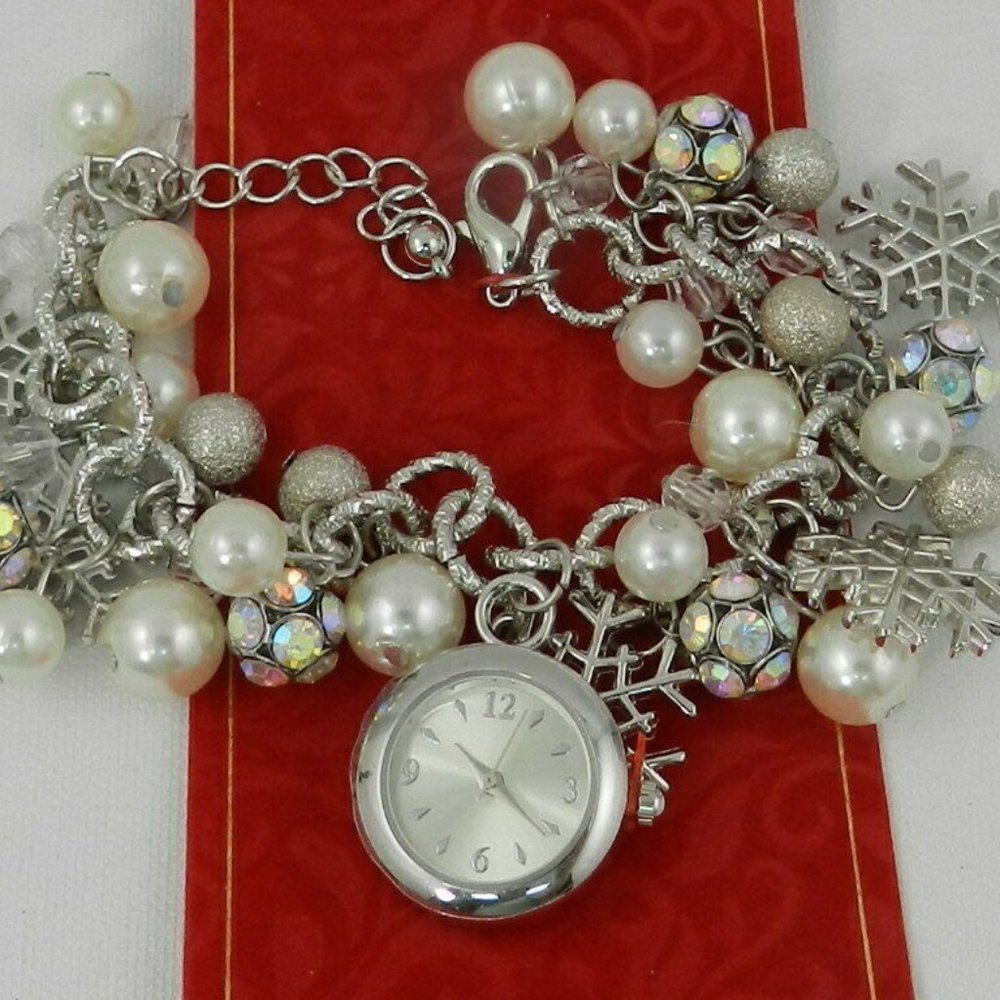 Charter Club Women's Snowflake Charm Bracelet Watc